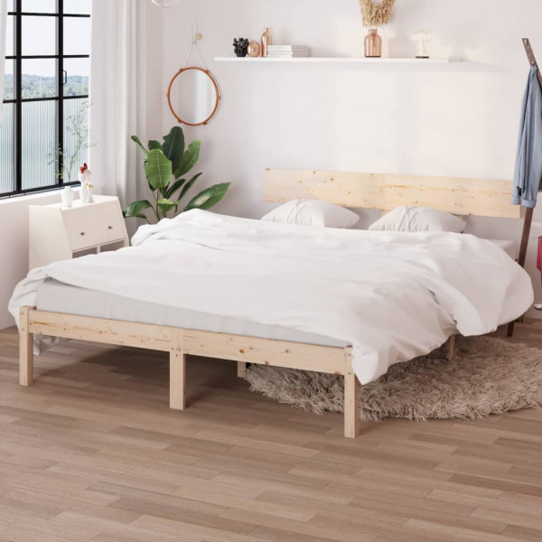 Estructura de cama de madera maciza de pino gris 160x200 cm D