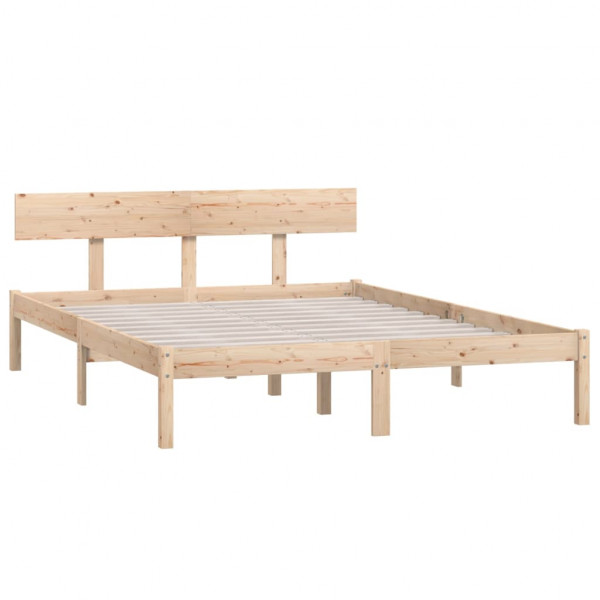 Estructura de cama de madera maciza de pino gris 160x200 cm M 3