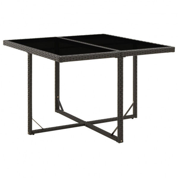 Mesa de jardín ratán sintético y vidrio negra 109x107x74 cm D
