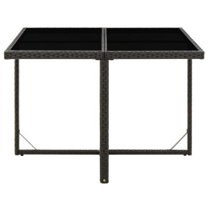 Mesa de jardim 109x107x74 cm vime PE e vidro preto H