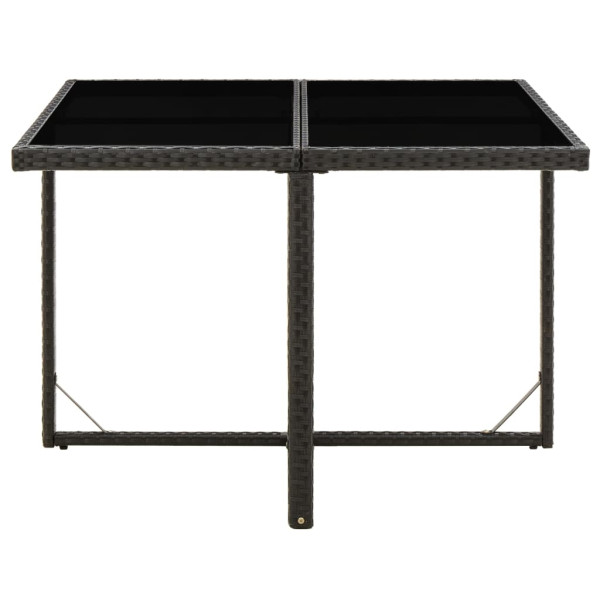 Mesa de jardín ratán sintético y vidrio negra 109x107x74 cm M 2
