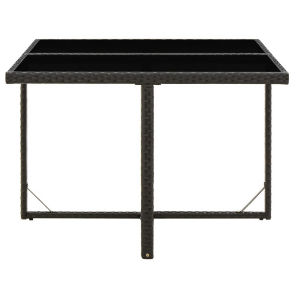 Mesa de jardín ratán sintético y vidrio negra 109x107x74 cm M 3