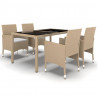 Set de comedor de jardín 5 pzas ratán sintético vidrio beige 2