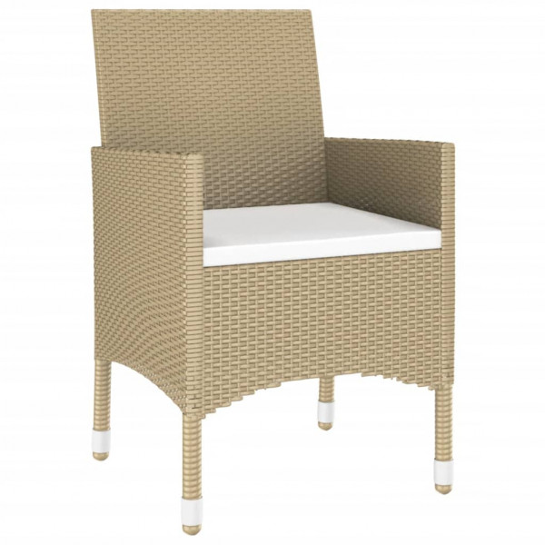 Set de comedor de jardín 5 pzas ratán sintético vidrio beige M 3