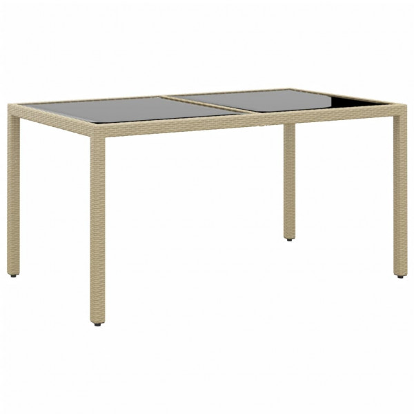 Set de comedor de jardín 5 pzas ratán sintético vidrio beige M 5