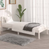 Estrutura de cama pequena solteiro 75x190cm pinho maciço branco 1