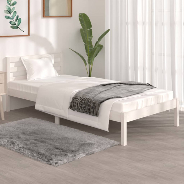 Estrutura de cama solteiro 90x190 cm pinho maciço branco M 5