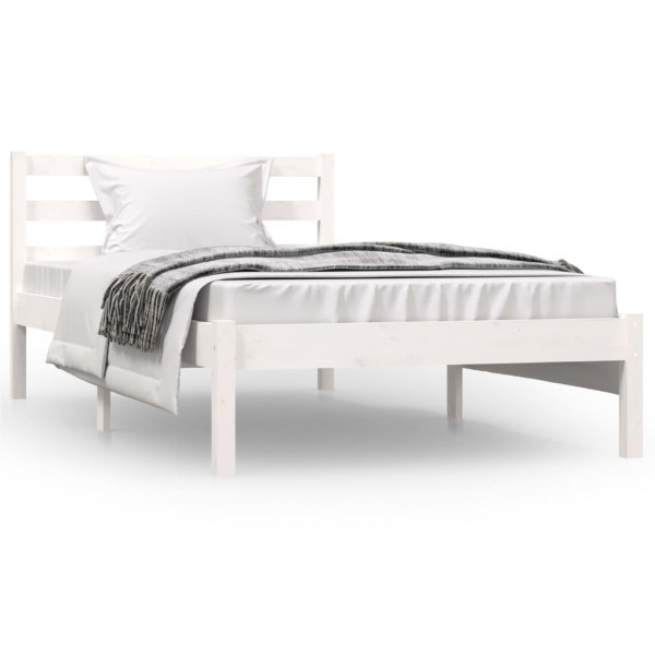 Estructura de cama madera maciza de pino blanco 90x190 cm D