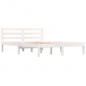 Estrutura de cama casal 135x190 cm pinho maciço branco H