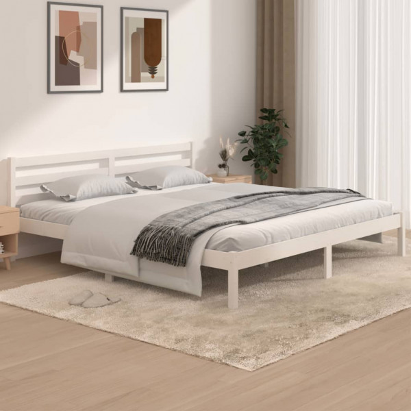 Estrutura de cama super king 180x200 cm pinho maciço branco M 2