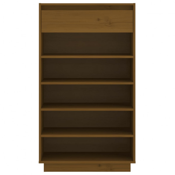 Armario zapatero madera maciza de pino marrón miel 60x34x105 cm M 5