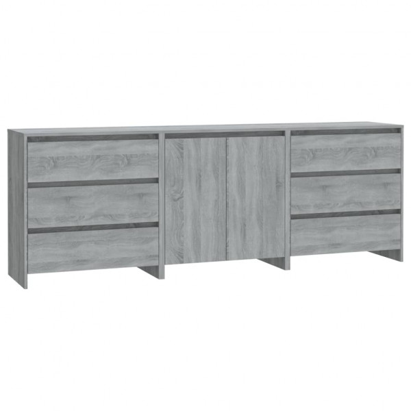Aparador de 3 piezas madera manufacturada gris Sonoma M 2