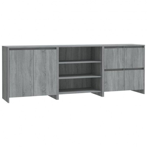 Aparador de 3 piezas madera manufacturada gris Sonoma M 2