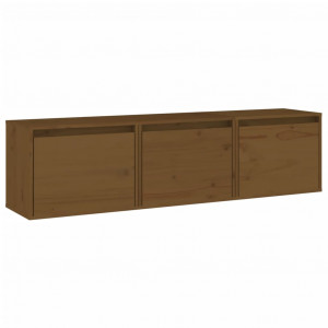 Muebles para TV 3 piezas madera maciza de pino marrón miel H