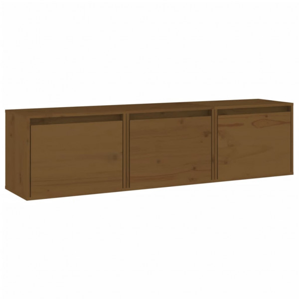 Muebles para TV 3 piezas madera maciza de pino marrón miel M 2