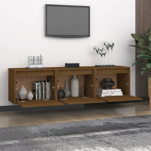 Muebles para TV 3 piezas madera maciza de pino marrón miel M 3