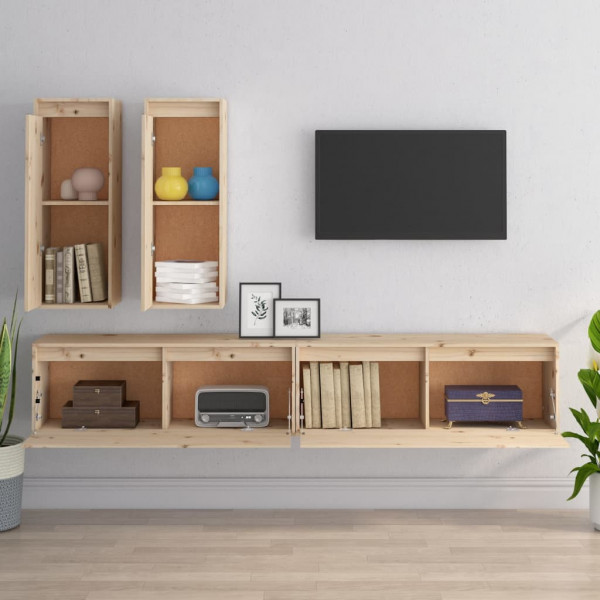 Muebles para TV 4 piezas madera maciza de pino M 3