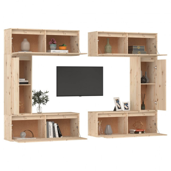 Muebles para TV 6 piezas madera maciza de pino M 4