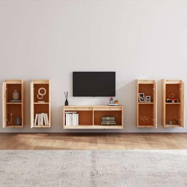 Muebles para TV 5 piezas madera maciza de pino M 3