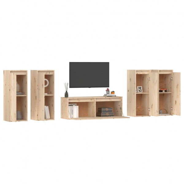 Muebles para TV 5 piezas madera maciza de pino M 4