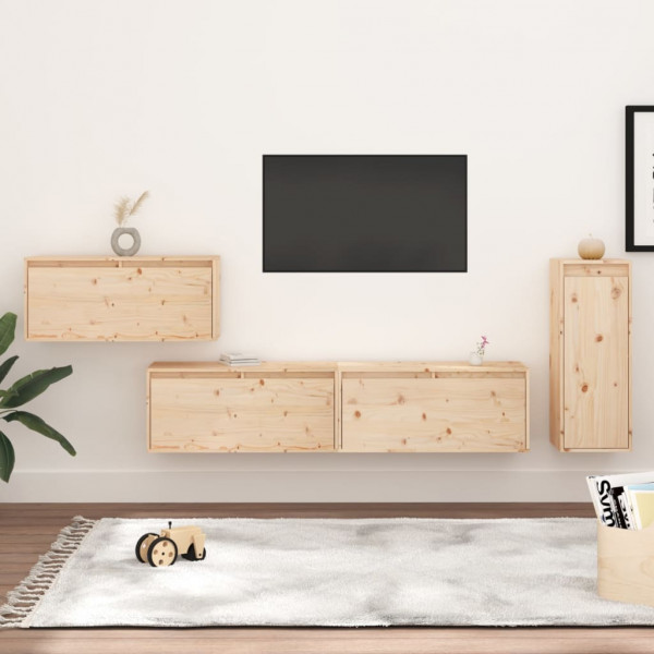 Muebles para TV 2 piezas madera maciza de pino D