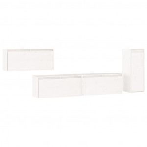 Muebles para TV 4 piezas madera maciza de pino blanco H