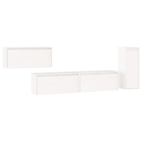 Muebles para TV 4 piezas madera maciza de pino blanco M 2