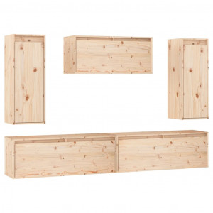 Muebles para TV 5 piezas madera maciza de pino H