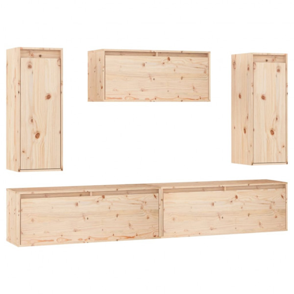 Muebles para TV 5 piezas madera maciza de pino M 2