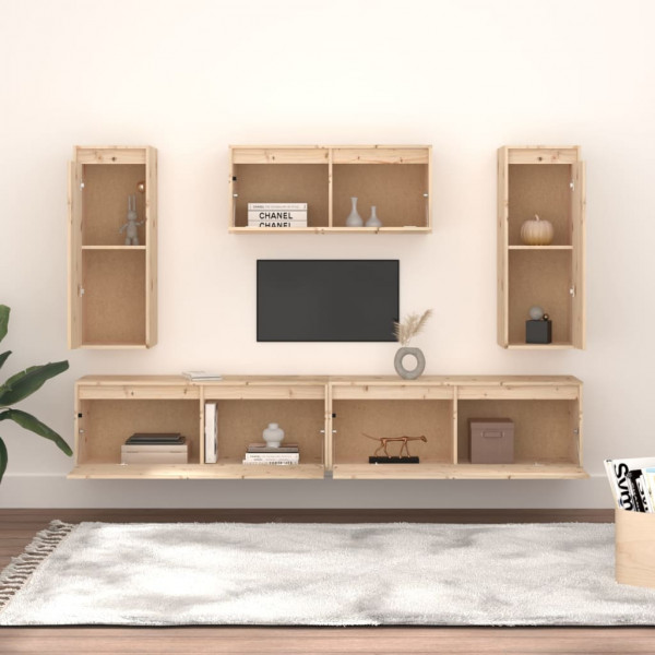 Muebles para TV 5 piezas madera maciza de pino M 3