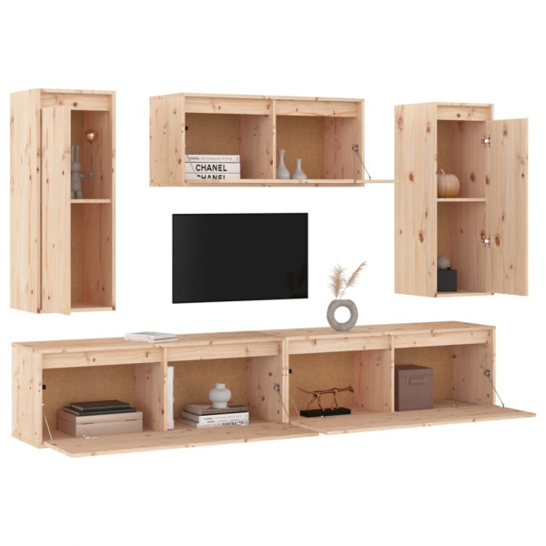 Muebles para TV 5 piezas madera maciza de pino M 4