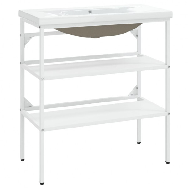 Estructura de baño con lavabo incorporado hierro blanco M 2