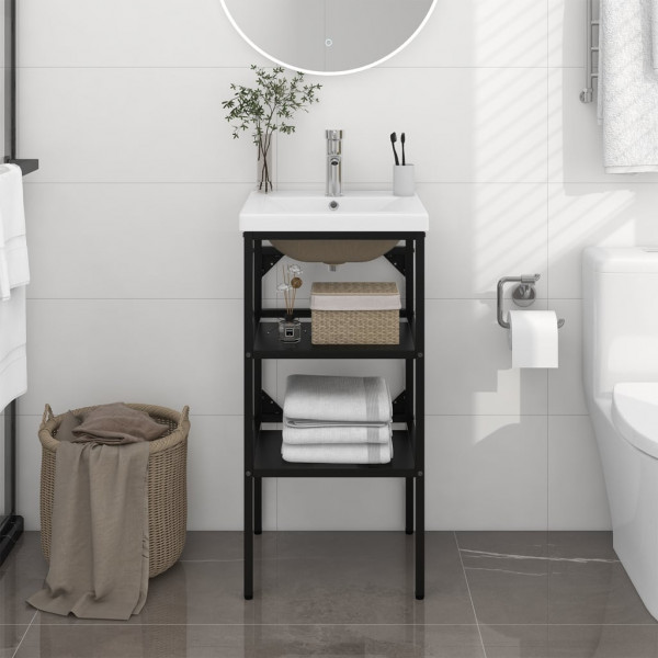 Estructura de baño con lavabo incorporado hierro negro D