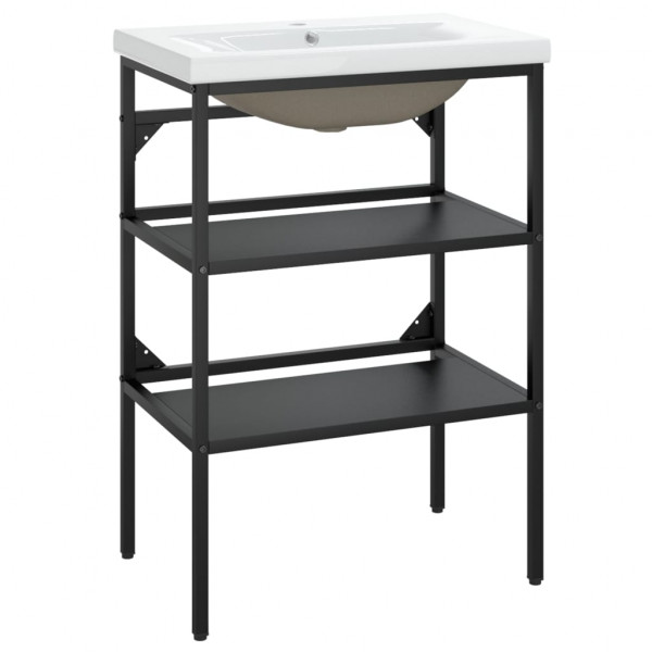 Estructura de baño con lavabo incorporado hierro negro M 2