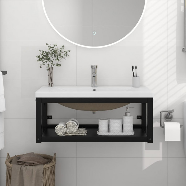 Estructura de baño con lavabo incorporado hierro negro D