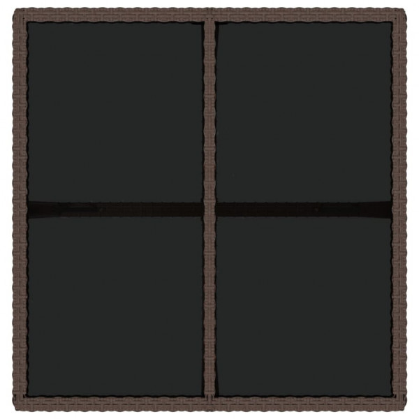 Mesa de jardim 109x107x74 cm vime PE e vidro castanho M 5