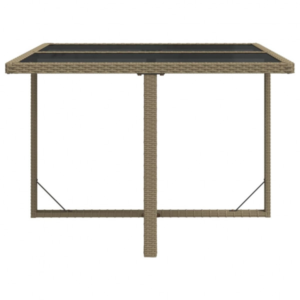 Mesa de jardín ratán sintético y vidrio beige 109x107x74 cm M 4