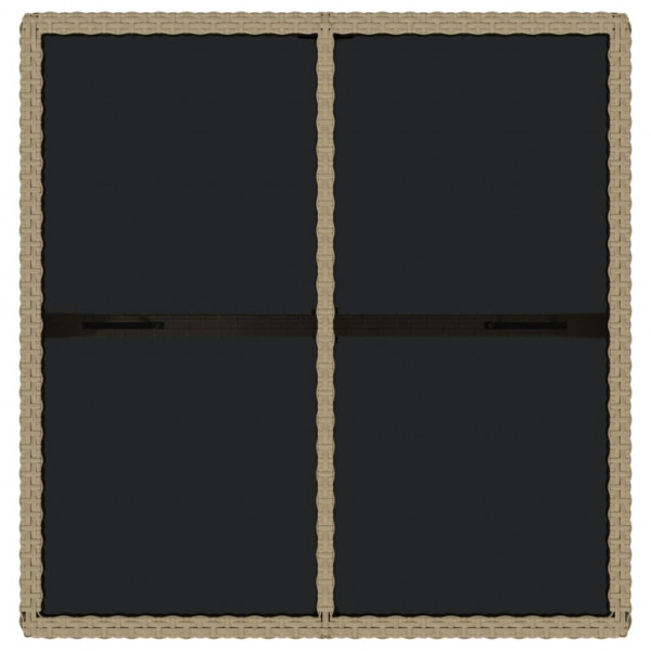 Mesa de jardim 109x107x74 cm vime PE e vidro bege M 3
