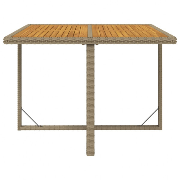 Mesa de jardín ratán sintético madera acacia beige 109x107x74cm M 4
