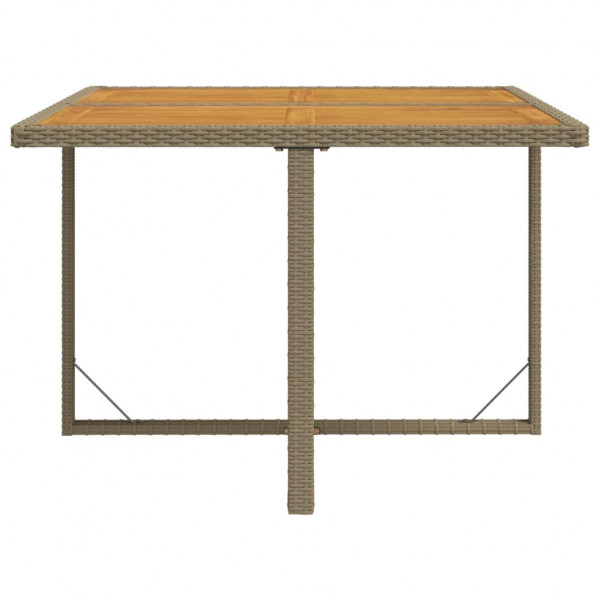 Mesa de jardín ratán sintético madera acacia beige 109x107x74cm M 5