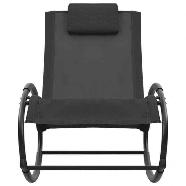 Espreguiçadeira com almofada aço e textilene preto M 3