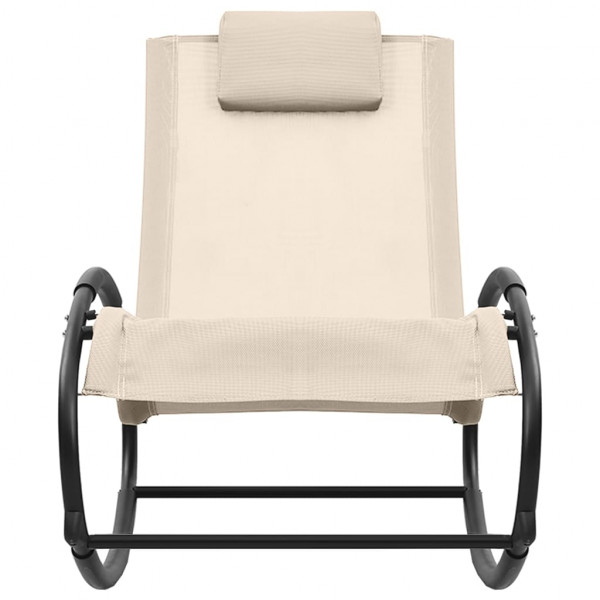 Tumbona con almohada acero y textilene crema M 3