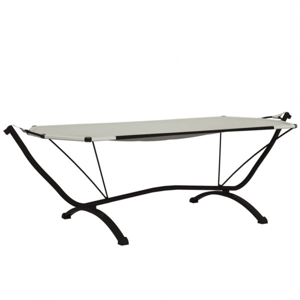 Tumbona de jardín con dosel de acero y tela oxford crema M 5