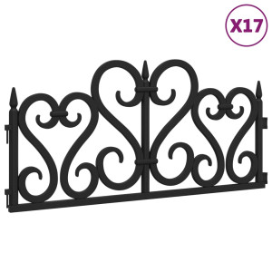 Bordas de relvado 17 pcs 10 m PP preto H