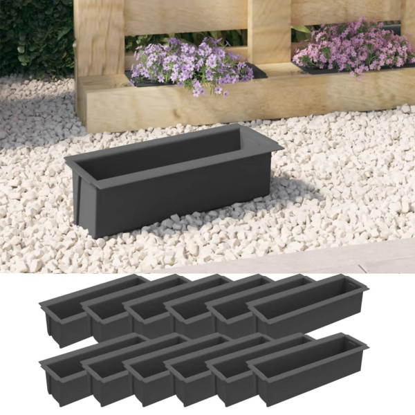 Jardineras para europalés 12 uds PP gris 36x13.5x9.5 cm M 3