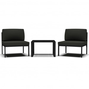 3 pcs conjunto sofá jardim com almofadões alumínio antracite H