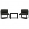 3 pcs conjunto sofá jardim com almofadões alumínio antracite 2