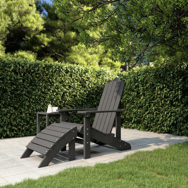Silla de jardín Adirondack con reposapiés HDPE antracita D