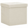 Taburete con almacenaje plegable lino sintético crema blanco 2