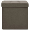 Taburete con almacenaje plegable lino sintético marrón 3